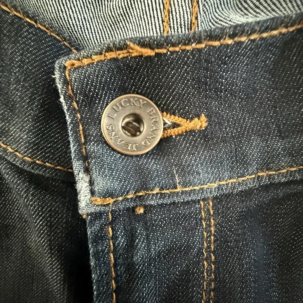 Lucky Brand Women's Size 4/27 Blue Dark Wash Charlie Flare Jeans USA Distressed - Picture 3 of 12